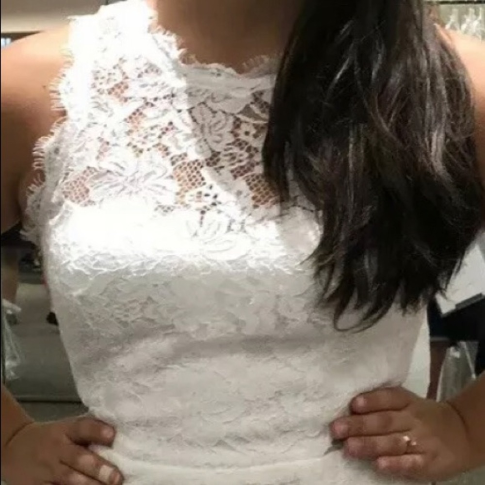 Wedding Corded Lace Trumpet With Illusion Sides - Picture 4 of 4